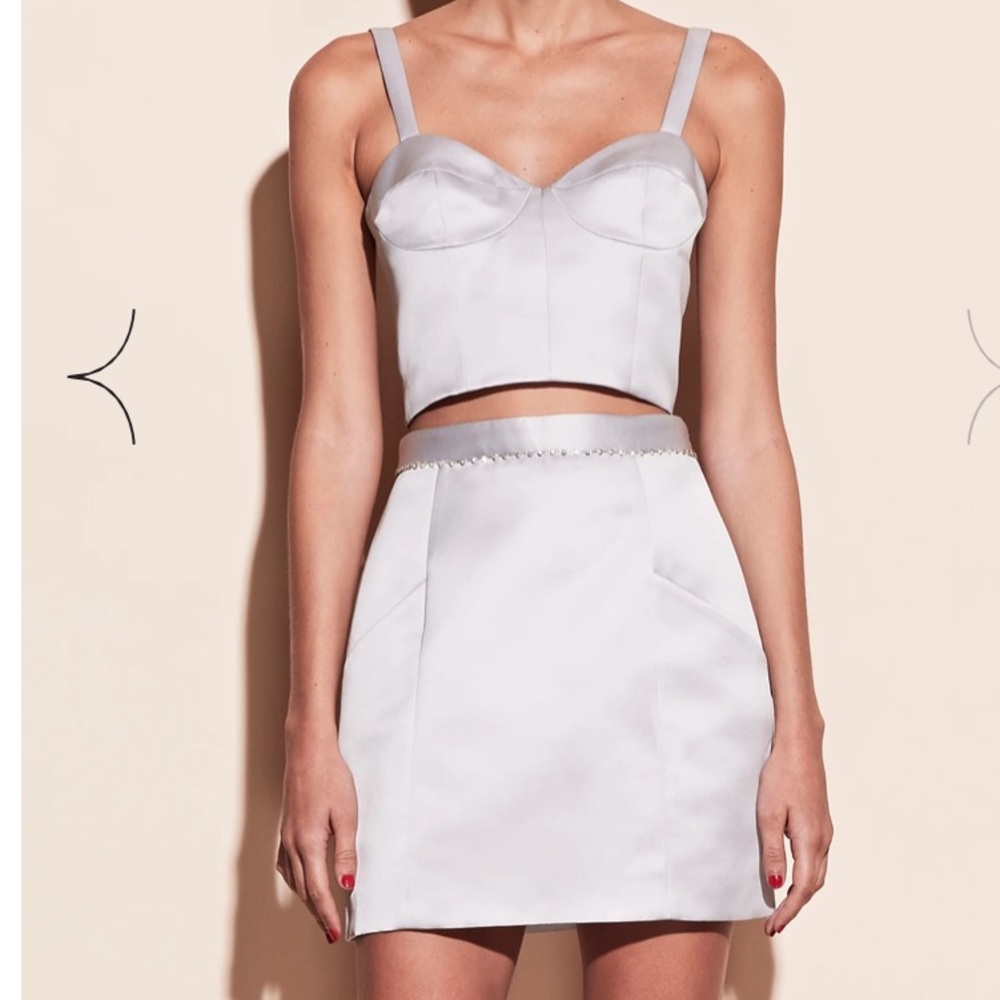 Fleur du Mal Embellished Mini Skirt Platinum